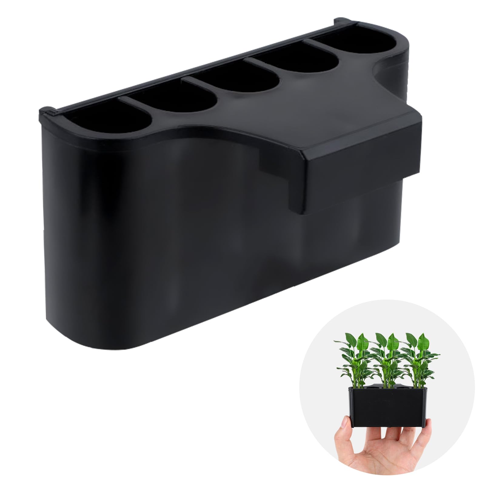 Bewudy Aquarium Plant Holder for Rimmed Tank, Aquatic Plant Cup Aquarium Hanging Plant Holder, Plastic Aquatic Plant Pot with 5 Hole for Emersed Plants Fish Tank Decorations(Rimless)