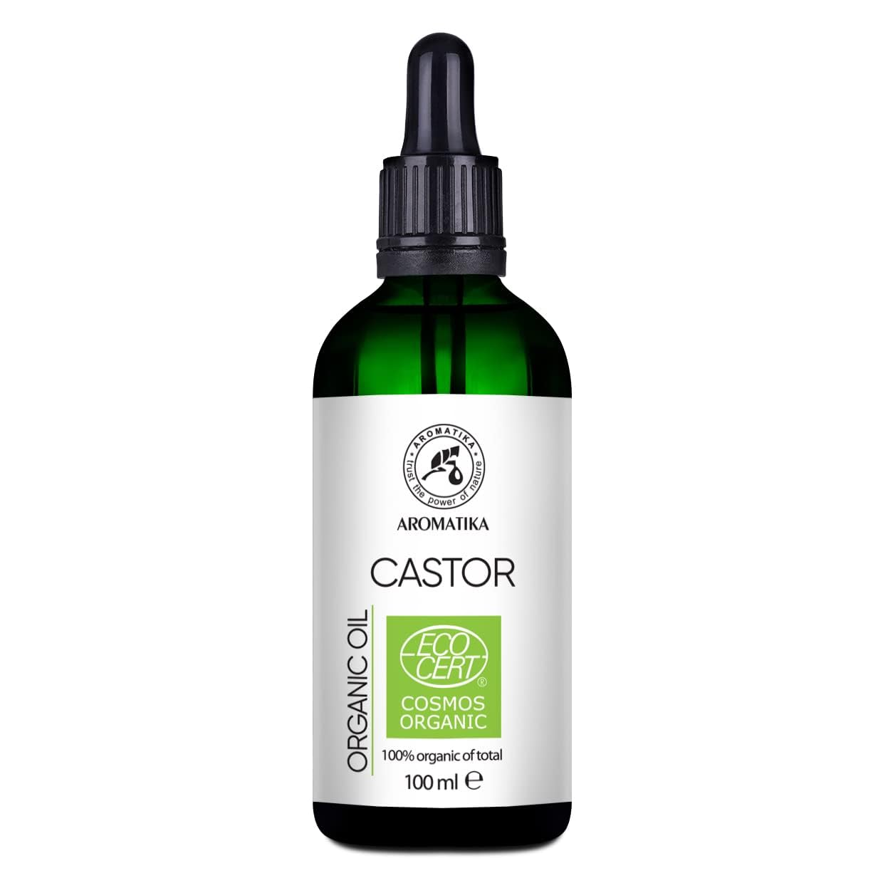 Castor Oil Organic 100 ml - Ricinus Communis - Cold Pressed - 100% Natural Castor Oil in Light Protection Glass Bottle - Basic oil - Organic Oil for Haircare and Skincare