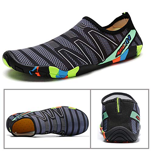 Mens Womens Water Shoes Quick Dry Barefoot for Yoga Swim Diving Surf Aqua Sports Pool Beach (Dark Grey 39)
