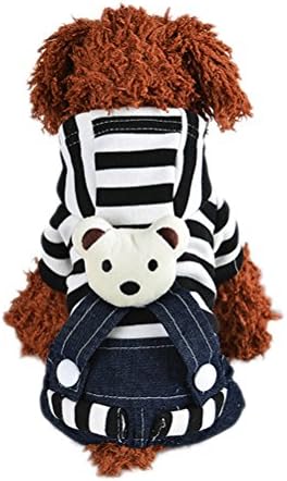 Uniquorn 2016 Winter New Dog Clothing Fashion Cute Striped Bear Strap Trousers Teddy Poodle Warm And Comfortable Dog Clothes