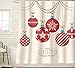 Sunlit Red Holiday Star Ornaments and Snowflake Christmas Ball Christmas Shower Curtain Fabric Decorations Festive Window Curtain Home Decor Tapestry