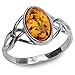 Baltic Light Honey Amber Sterling Silver Celtic Ring Cabochon