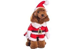 NACOCO Pet Christmas Costumes Dog Suit with Cap Santa Claus Suit Dog Hoodies Cat Xmas Costumes (Red, XXL)