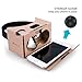 Google Cardboard, Splaks 3D VR Virtual Reality Glasses V2 with Sucker Head Strap Forehead Pad Nose Pad and Big Lens for Android and Apple Device Up to 6 Inch Easy Setup DIY Kit-Brown