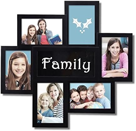 Adeco 'Family' 6-opening Black Plastic Wall Hanging Collage Photo Frame