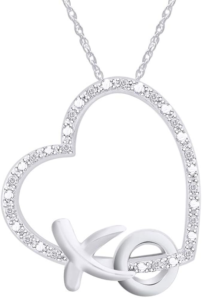 Aria Jewelry Women's Aria Jewels Diamond Accent XO Heart