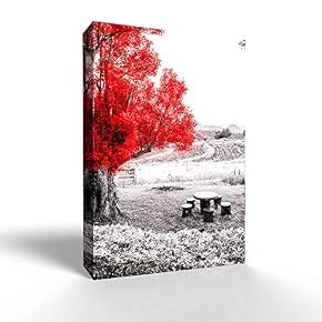 Wall26-Canvas Wall Art-RED and Black Back Ground Tree...
