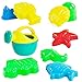 JOYIN 20 Pieces Beach Sand Toys Set Models, Beach Pail Set with Molds Bucket, Rake, and Shovel in Zippered Bag with Reusable Easy to Pack Mesh Backpack