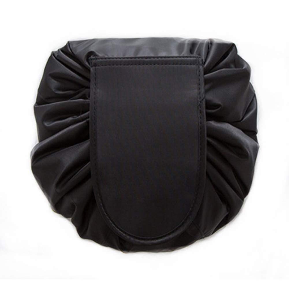 Make up Bag,BETOY Drawstring Make up Bag Portable Cosmetic Bag Lazy Drawstring Make up Bag Large Capacity Lazy Cosmetic One-Step Toiletry Organizer for Travel, Vacation, Outdoor Activities,Black