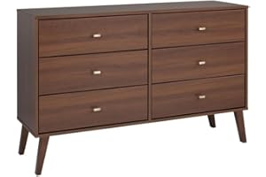 Pemberly Row 52.5" W 6-Drawer Engineered Wood Double Dresser in Cherry