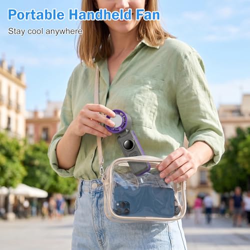 Starvortex Portable Handheld Turbo Fan with Cooling, USB Rechargeable Mini Fan 1-199 Continuous Speed, Handheld Fan 6000mAh, Personal Fan for Travel/Home/Office