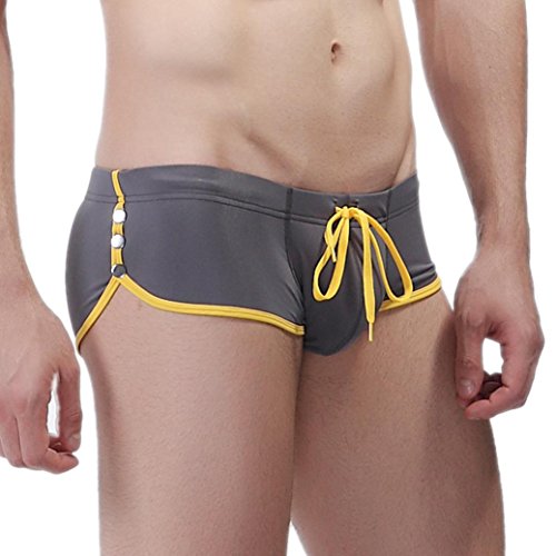 Men's Swimming Trunks, TOOPOOT Mens Boxer Swimming Briefs (M, Gray)