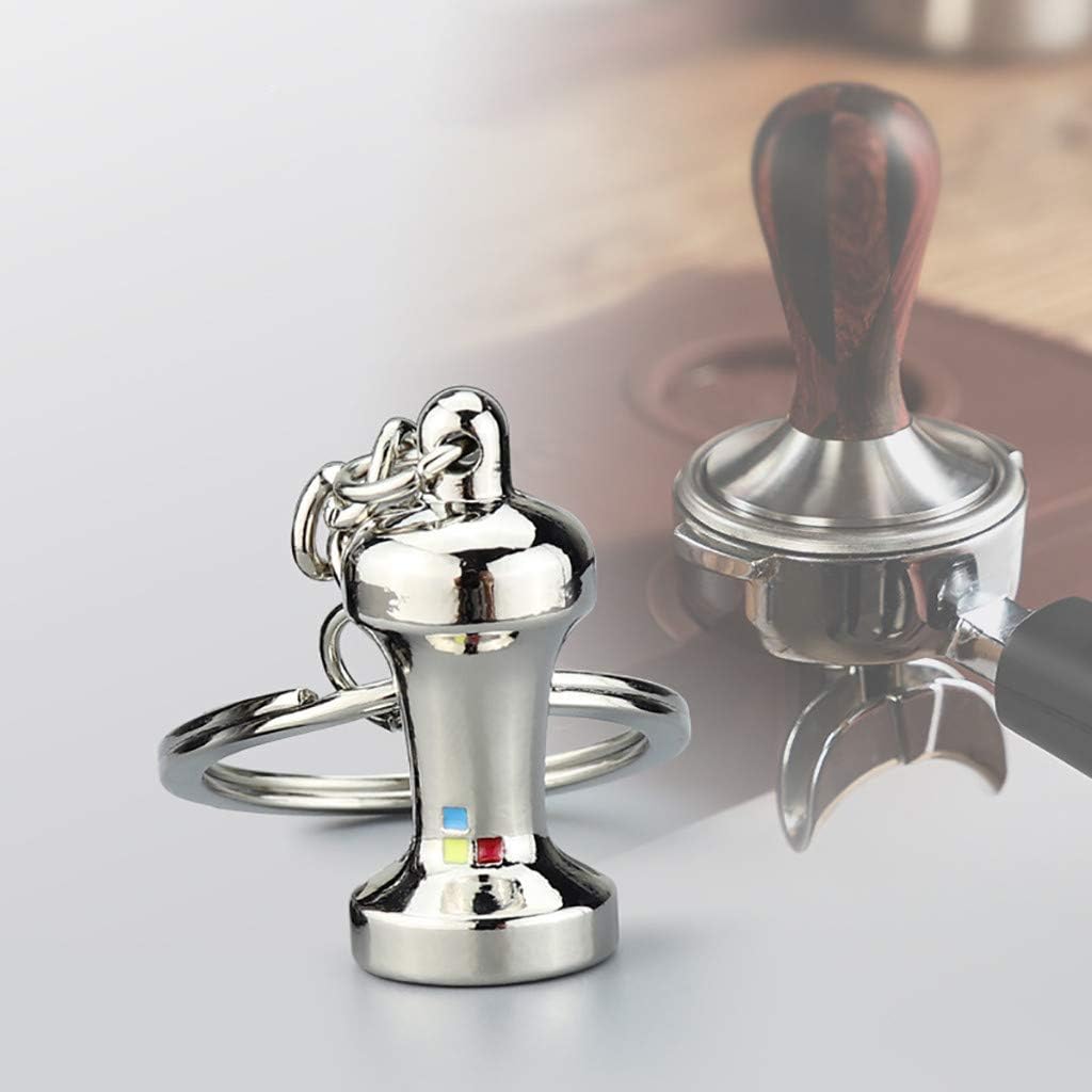 Prolriy New Arrival Coffee Tools Key Chain Mini Barista Collection for Coffee Lovers Tiny Tamper Coffee Key Ring Keychain Bundle (A)