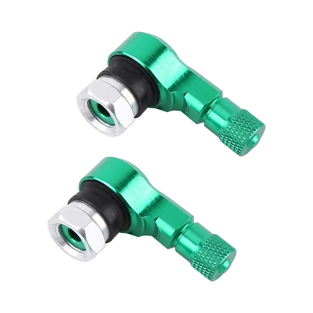 VGEBY1 Motorcycle Tire Valve Stem, 2pcs 11.3mm Car Motorcycle Tire Valve Stem 90 Degree Angle Wheel Tire Stem Tubeless Valve Stems for Standard Tubeless Tires Wheels(Green)