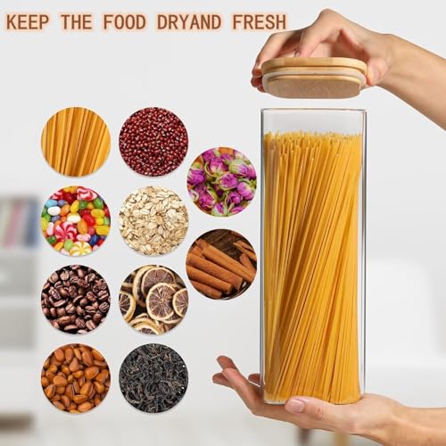 Beauenty Minimalist Square Glass Storage Containers with Lids, 12 Piece, 750ML, Pantry Organizers and Storage, Cereals, Cookies, Snacks, Nuts, Oats, Candy, Bath Salts, Spices, Sugar, Coffee