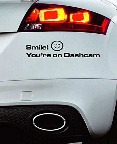 Smile! You're On Dash Cam Vinyl Car Bumper Decal (Length 7 inches)