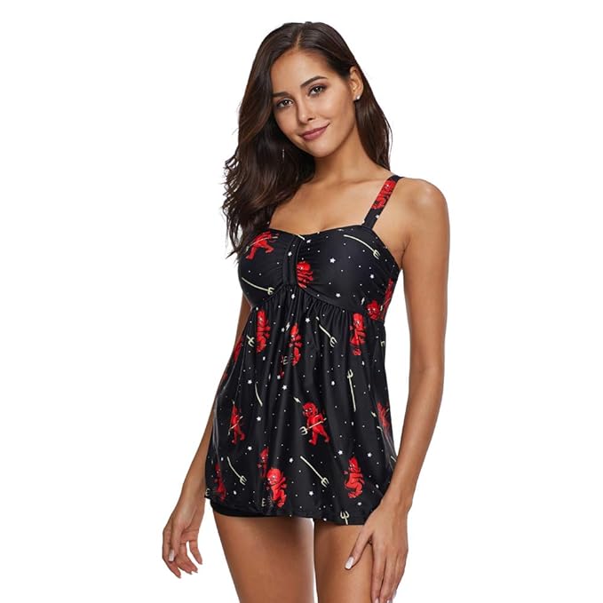 Laorchid Damen Tankini Badeanzug Two Piece Push Up Bademode bügellos bauchweg