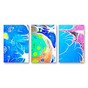 Canvas Wall Art Ink Water Spreading Painting Artwork for Home Prints Framed - 16"x24" x 3 Panels