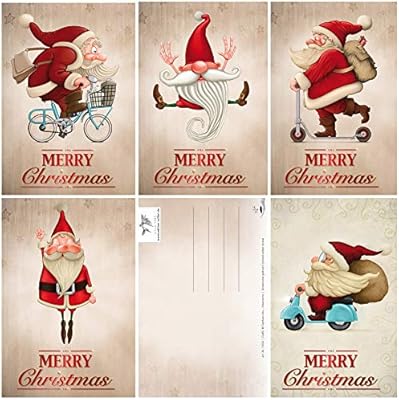 Immagini Natale Divertenti.Set Di 15 Divertenti Cartoline Di Natale Con Babbo Natale 5 Motivi X 3 15 Cartoline