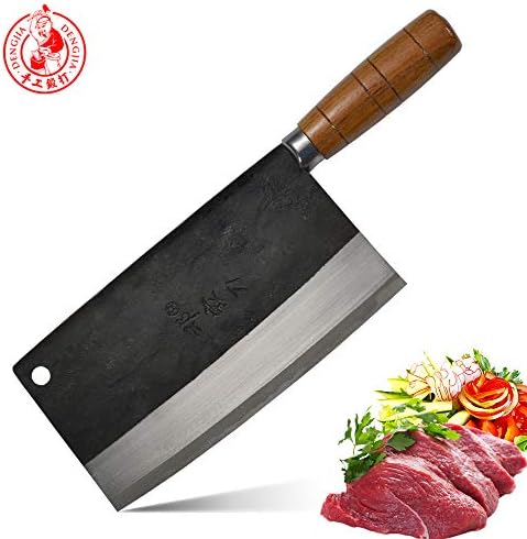 DENGJIA KNIFE 7.6-Inch Blade Ultra-Sharp Composite High Carbon Steel Handmade Forged Knife and Vegetables Knife No-Slip Labor-saving Handle Chinese Knife
