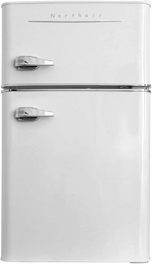 Garage 3.2 Cubic Feet Capacity Compact Fridge for Dorm Hotel or Office Portable Refrigerator and Freezer with Fruit Vegetable Box Camper Northair 2-Door Mini Refrigerator with Handle Basement