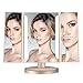 EASEHOLD Lighted Makeup Mirror,2X 3X Magnifiers Vanity Mirror with Upgraded Eye-Caring Lights Tri-Fold 180 Degree Adjustable Countertop Cosmetic Bathroom Mirror (Gold)