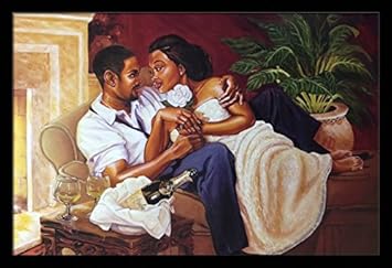 Us Art Just The Two Of Us Romantic Couples Katherine Roundtree 24x36 Black Framed African American Black Art Print Wall Decor Poster - 