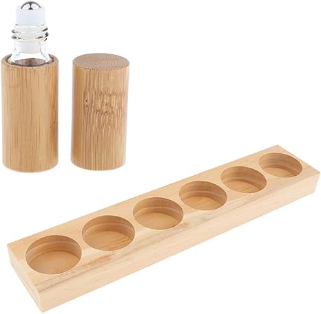 Amazon 手作り 木製 精油 香水 スタンド ディスプレイ 収納ホルダー 直立状態 ローラーボールボトル付き 収納用品 オンライン通販