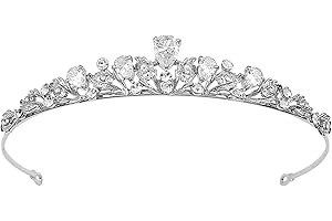 Hoxfly Crystal Crown, Silver Elegant Princess Crown, Rhinestone Tiara for Women Girl Brides Birthday Party Wedding Anniversar