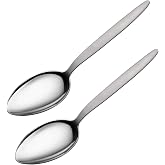 CURISEW 2-Pack Chef Kunz Spoon | Silver Stainless Steel 2 Tbsp Basting Spoon, 9 Inch Solid Sauce Spoons, Big Serving Spoons Stainless Steel, Plating &amp; Quenelle &amp; Cooking