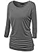 Lyxinpf Women's Casual 3/4 Sleeve Dolman Drape Tops Boat Neck Loose Fit Tunic T-Shirts
