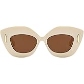 COTIA Fashion Cat Eye Polygon Irregular Sunglasses for Women Men Personality Vintage Rivets Oversized Sun Glasses W35