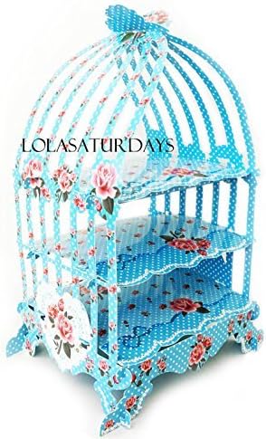 LolaSaturdays Birdcage 3 tier pastry cupcake stand (blue) by LolaSaturdays