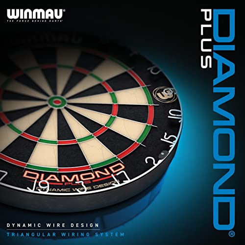 Winmau Diamond Plus Dartscheibe – PDC Turnier Steeldartscheibe, Ultra-Dünnes Drahtsystem, Hochdichte Sisal | Erhältlich als Dartboard, Surround-Set oder Dartschrank-Set mit Steeldarts