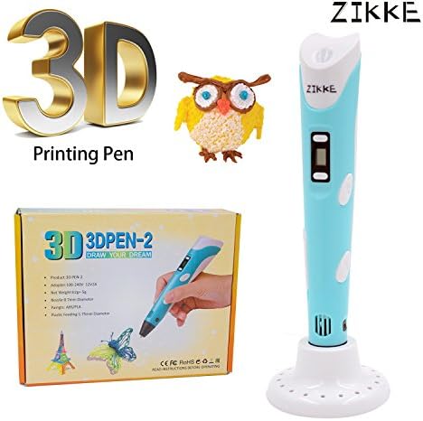 3D Pen No Mess Non-Toxic - Zikke 3D Doodler Drawing Printing Pen, Gifts and Toys for Kids &amp; Adults - Modern Arts and Crafts Tool, Unleash Creativity, Develop Spatial Thinking ( Blue )