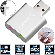 Sabrent Aluminum USB External Stereo Sound Adapter for Windows and Mac. Plug and play No drivers Needed. [Silver] (AU-EMAC)