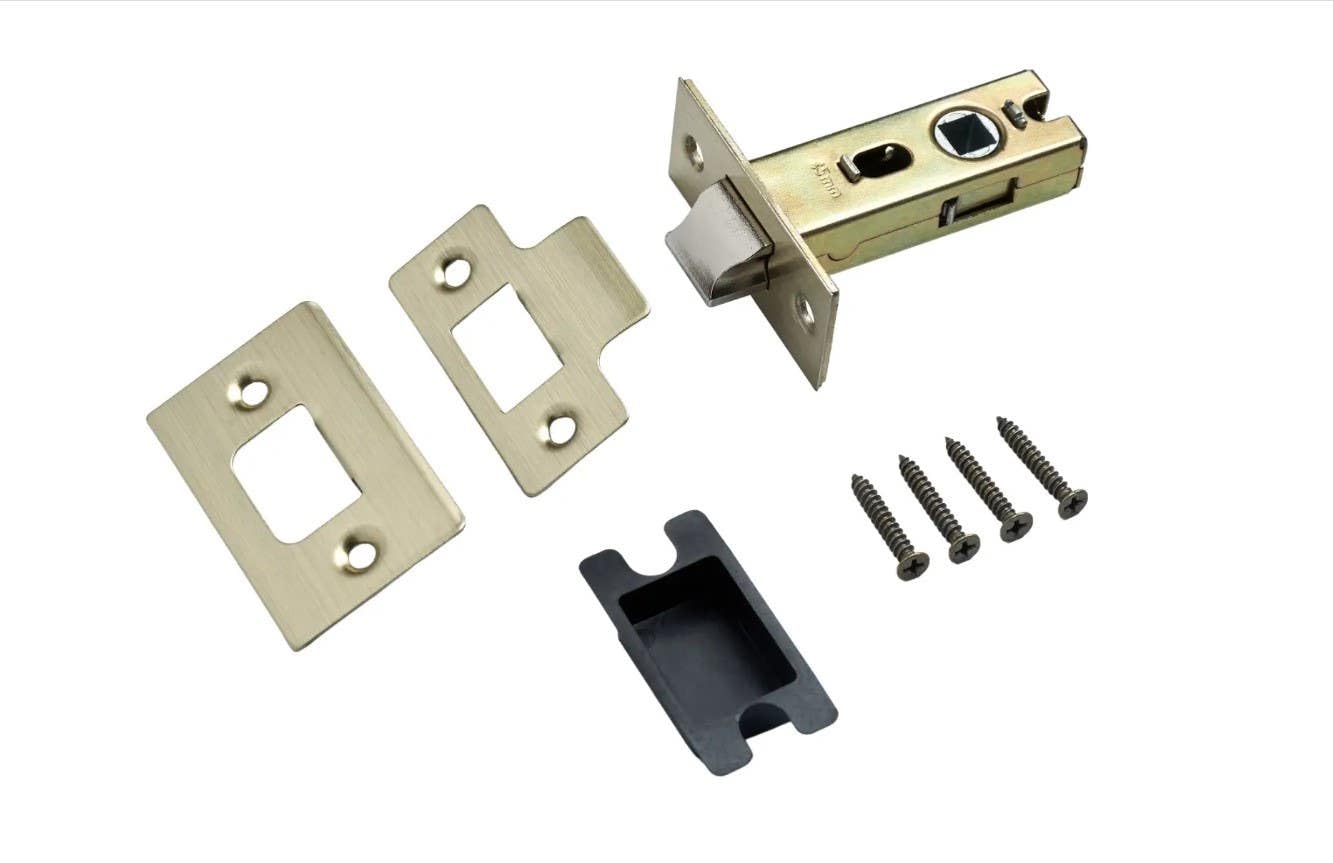 Designer Levers - Bolt Through Tubular Latch 75mm Case - 57mm Backset - Antique Brass