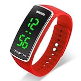 Watch Unisex Digital Watch Waterproof Sport Wristwatch for Boys Girls Men Women (red)