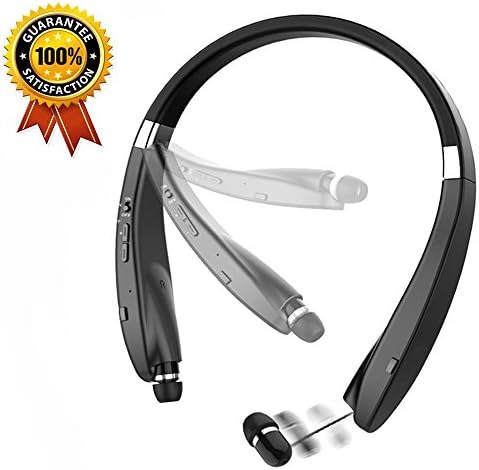 Calfei Bluetooth Headphones,Wireless Neckband Headset Foldable and Retractable Design Earbuds W/Mic Hi-Fi Stereo for iPhone, Android and More