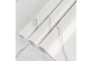 BAYYA Large White Marble Granite Wallpaper Peel Stick Thicken 48x118inch Waterproof Furniture Sticker Self-Adhesive Contact Paper Marble Vinyl Wrap for Countertop Fireplace Backsplash DIY Wall Sticker