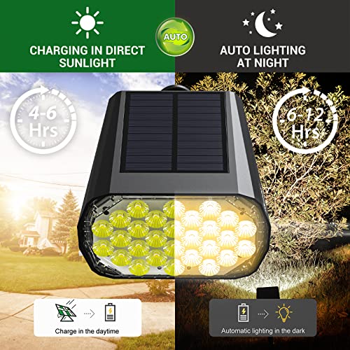 Quntis 6 Pack Solar Spot Lights Outdoor, Solar Garden Spotlights IP65 Waterproof, 3 Modes, Warm White, Crystal, Luxury Garden, Outdoor, Garden, Pool, Yard, Garage