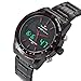 Readeel Sports Men Watch Stainless Steel Quartz Men Watch LED Dual Display Watch, Red