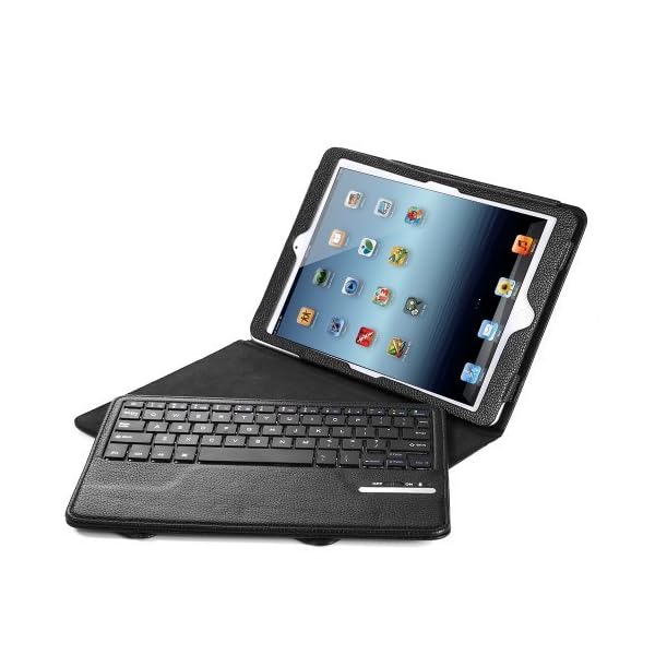 iPad Air / iPad Air 2 Keyboard + Leather Cover, Poweradd Bluetooth iPad Keyboard Cover w/ Removable Wireless Keyboard, Built-in Multi-angle Stand for Apple iPad Air 1/2, iPad 5/6 [iOS 10+ Support]