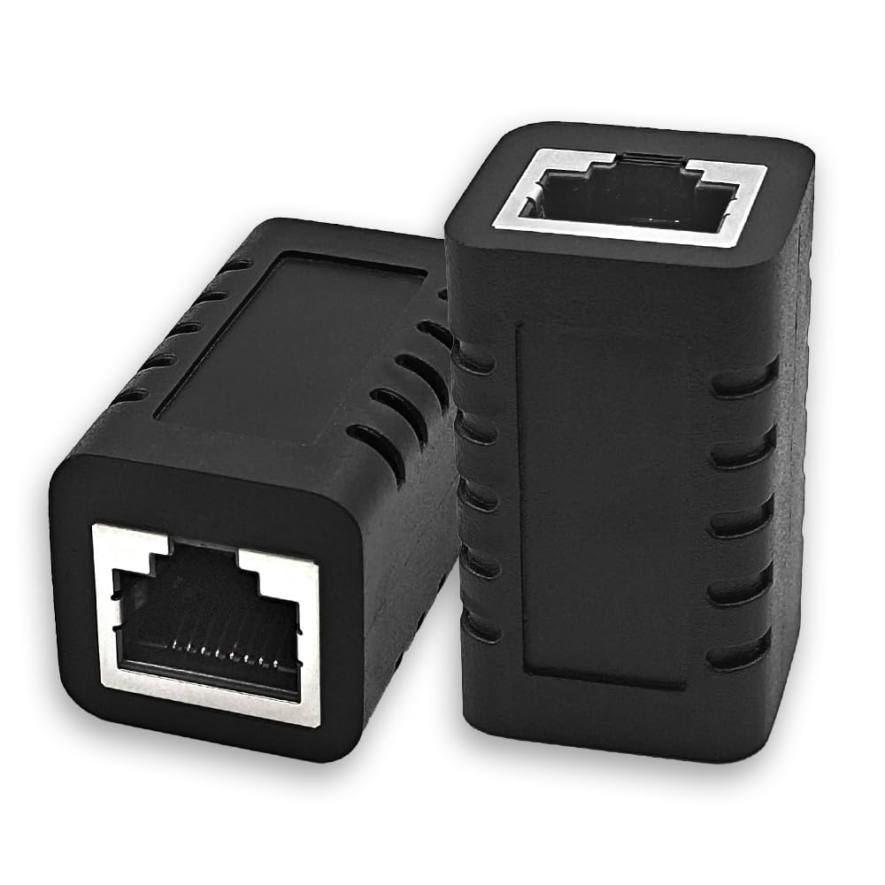 Photo 1 of XANHAM RJ45 Coupler Ethernet Cable Extender Female to Female Connector Cat7 Cat6 Cat5e Cat5 LAN in Line Newwork Patch Cord Extension Adapter (Black 2-Pack)