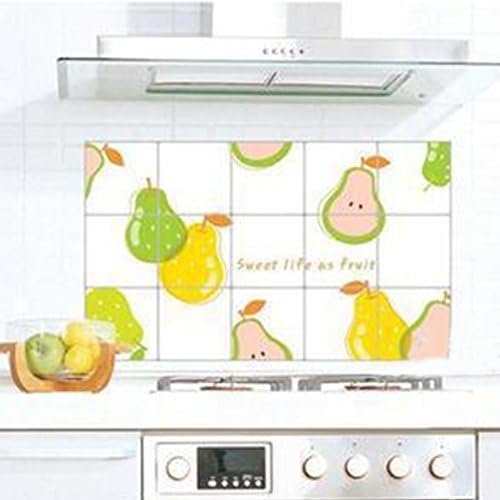 SSWQ Removable Vinyl Wall Sticker Art Mural Oil Proof Wall Sticker Kitchen Decal Foil Flower Pattern Wall Paper Decoration-#110