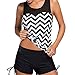 Tempt Me Women Two Pieces Chevron Pattern Tankini With BoyShort Bottoms