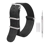 Ritche Black NATO Strap 18mm Replacement Nylon Watch Band