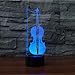 Christmas Gift Violin 3D Illusion Birthday Present Lamp, Gawell 16 Color Changing Touch Switch Table Desk Decoration Night Light with Acrylic Flat & ABS Base & USB Cable Toy for Music Lover