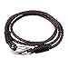 Zhenhui Braided Leather Bracelet Set - Black Brown Leather Wrap Bangle for Men Women Kids with 2 Vintage 4-Strand Rope Wrist Bracelets with Stainless Steel Lobster Clasp Durable