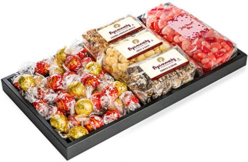 Taboom Premium Gift Set, With Popinsanity Gourmet Popcorn, Lindt Chocolates & Heart Shaped Jolly Rancher Jelly Beans | for Women, Mom, Wife, Girlfriend, Perfect For Valentines Day Chocolate Gift Set